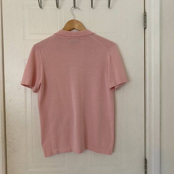 Van Heusen Pink Collard Short Sleeve Knit Top / Size M - Picture 3 of 3